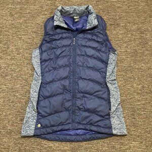 Outdoor Research Plaza Duck Down Vest Women's Small Blue Full Zip Lightweight